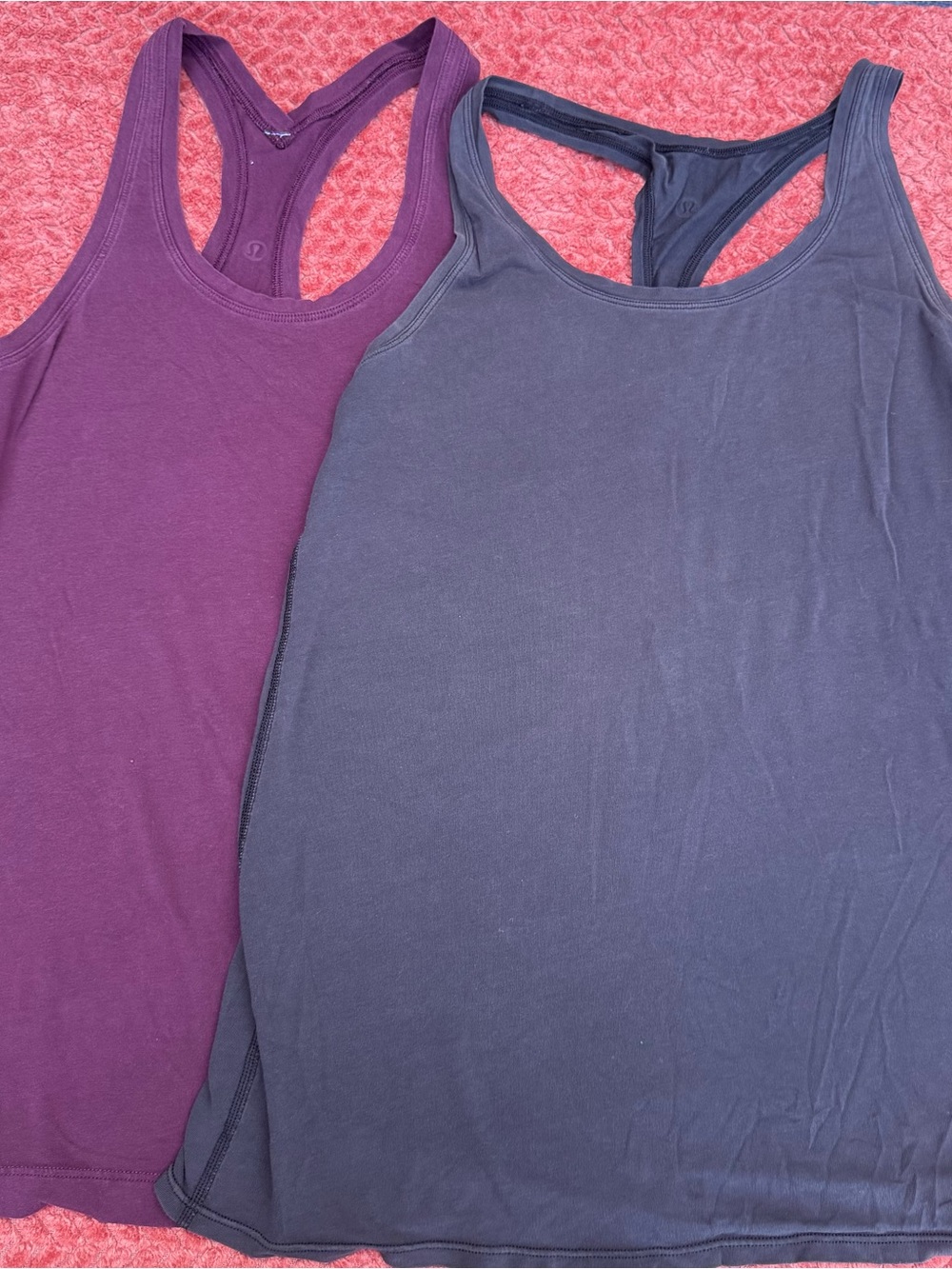 2 Lululemon athletica Women's workout tanks Plum and Charcoal size 6 or small